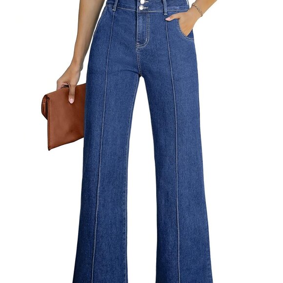Wide Leg Jeans High Waisted Stretch Denim Baggy Y2K Chic Casual Pants